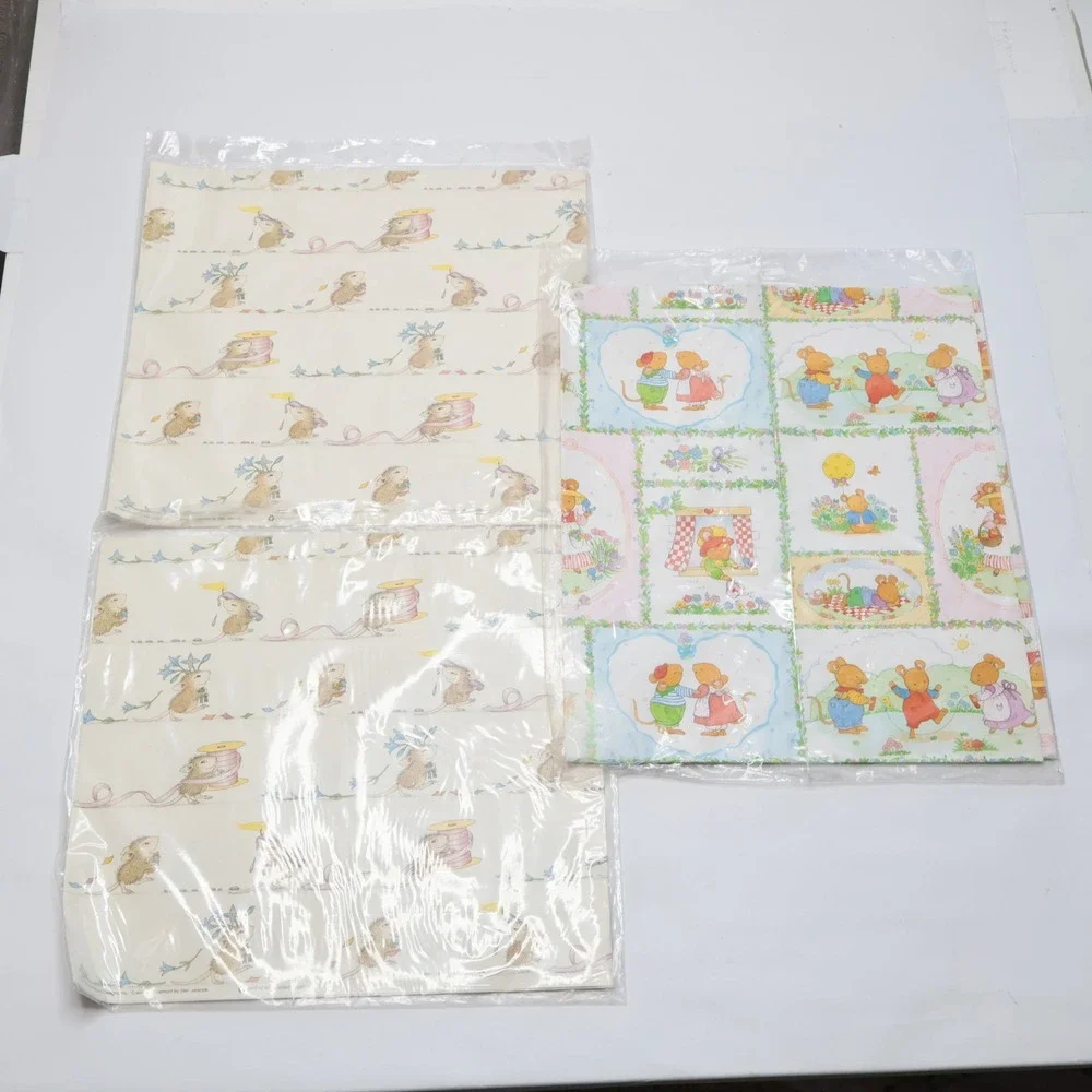 Vintage House-Mouse Designs & Current‎ Mouse-Tail Gardens Gift Wrap 6 Sheets